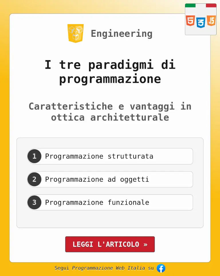 I tre paradigmi di programmazione: strutturata, ad oggetti e funzionale