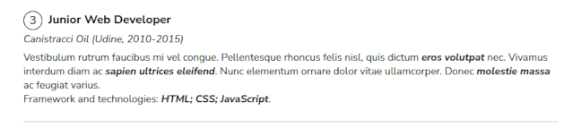 Un esempio concreto: un curriculum da Sviluppatore Web - Esperienza lavorativa