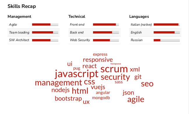 Un esempio concreto: un curriculum da Sviluppatore Web - Riepilogo delle competenze